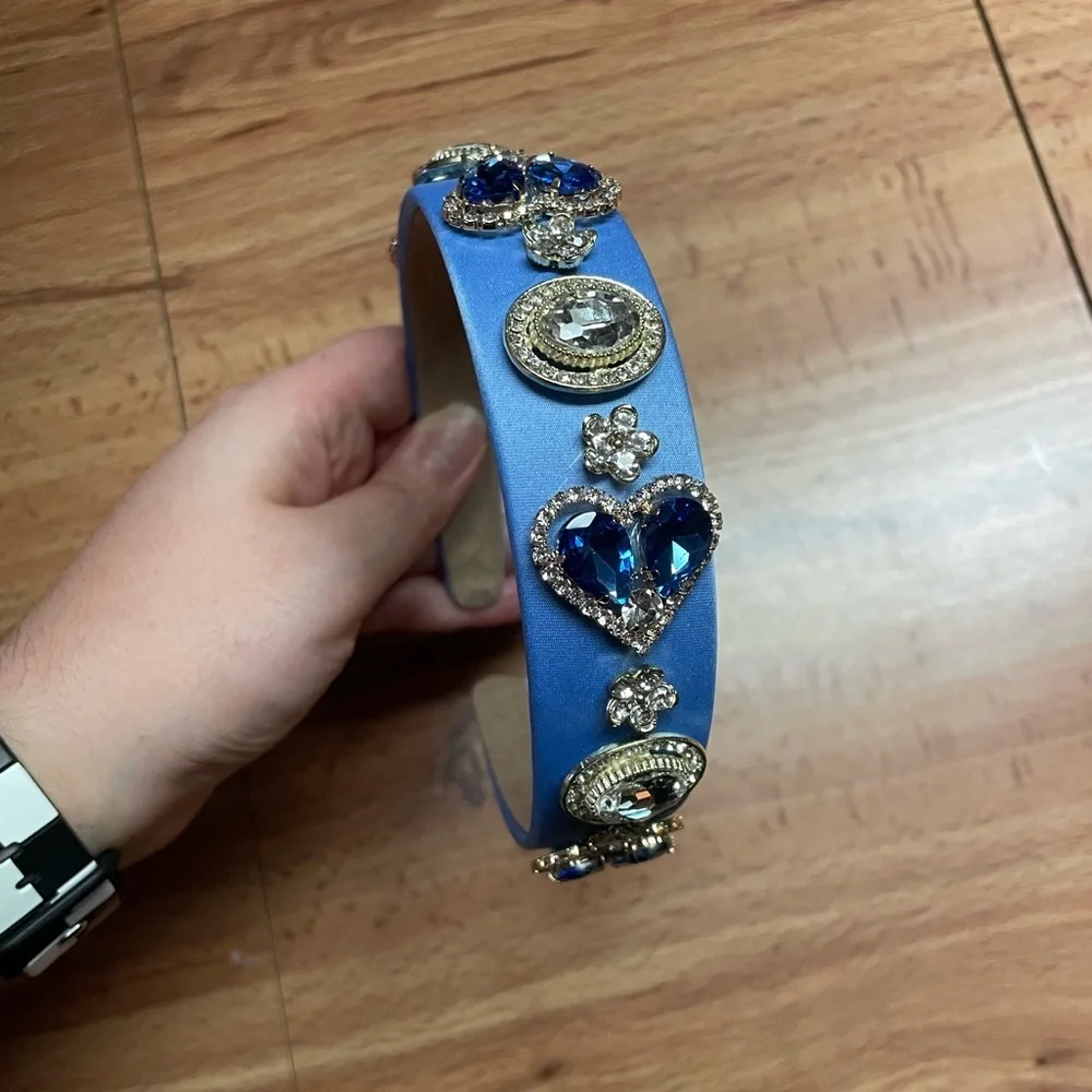 Blue Heart Embellished Headband
